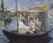 Edouard Manet Monet Painting in his Studio Boat (nn02) oil painting artist